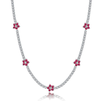 [Kincade Jewelrys] Collier tennis luxueux à fleurs colorées