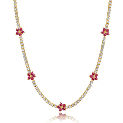 [Kincade Jewelrys] Collier tennis luxueux à fleurs colorées