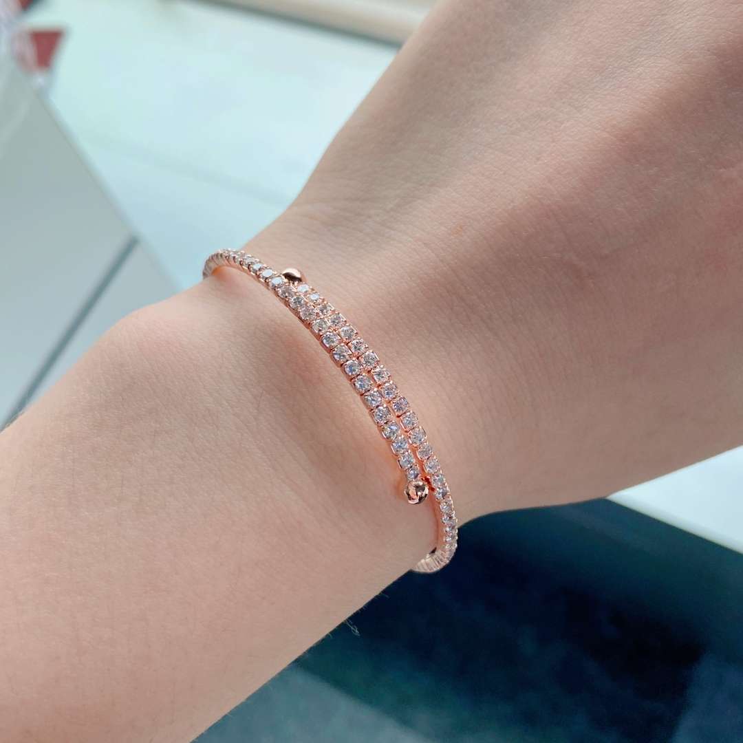 [Kincade Jewelrys] Bracelet tendance rond avec rangée de diamants