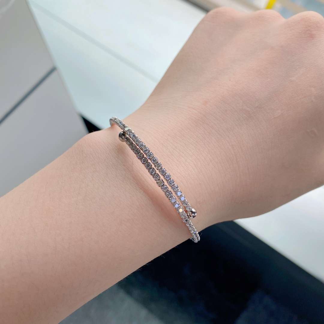 [Kincade Jewelrys] Bracelet tendance rond avec rangée de diamants