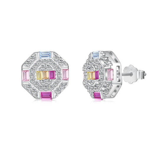 [Kincade Jewelrys] Boucles d'oreilles octogonales colorées et ornées