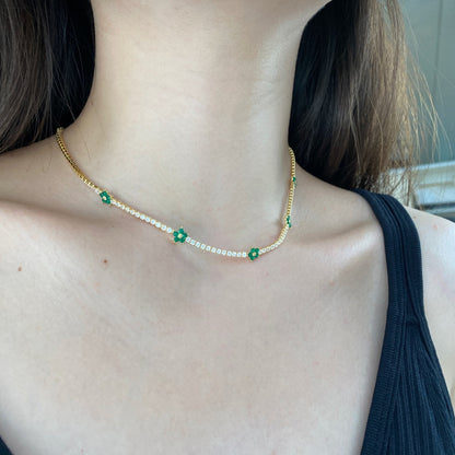 [Kincade Jewelrys] Collier tennis luxueux à fleurs colorées