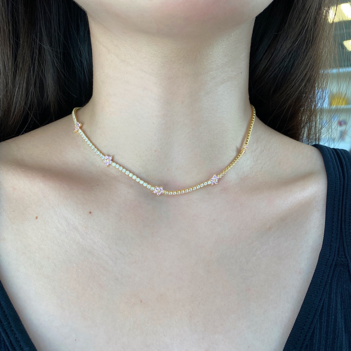 [Kincade Jewelrys] Collier tennis luxueux à fleurs colorées