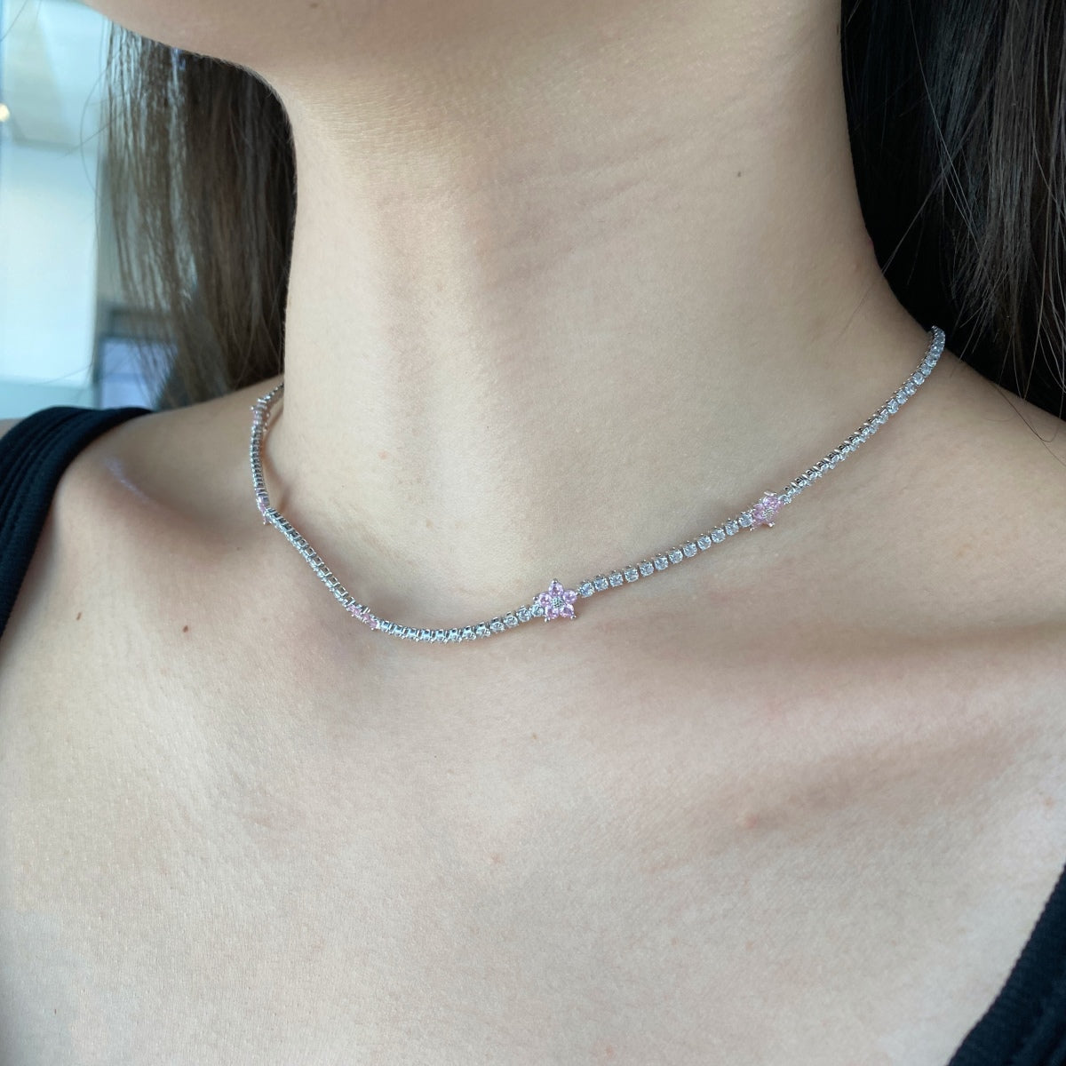 [Kincade Jewelrys] Collier tennis luxueux à fleurs colorées