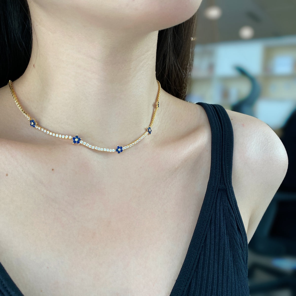 [Kincade Jewelrys] Collier tennis luxueux à fleurs colorées