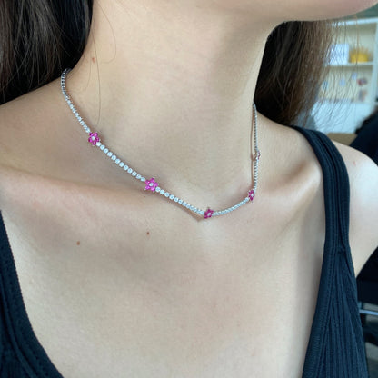[Kincade Jewelrys] Collier tennis luxueux à fleurs colorées