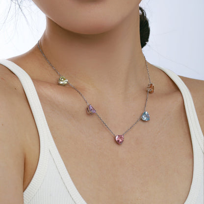 [Kincade Jewelrys] Collier scintillant en forme de cœur coloré