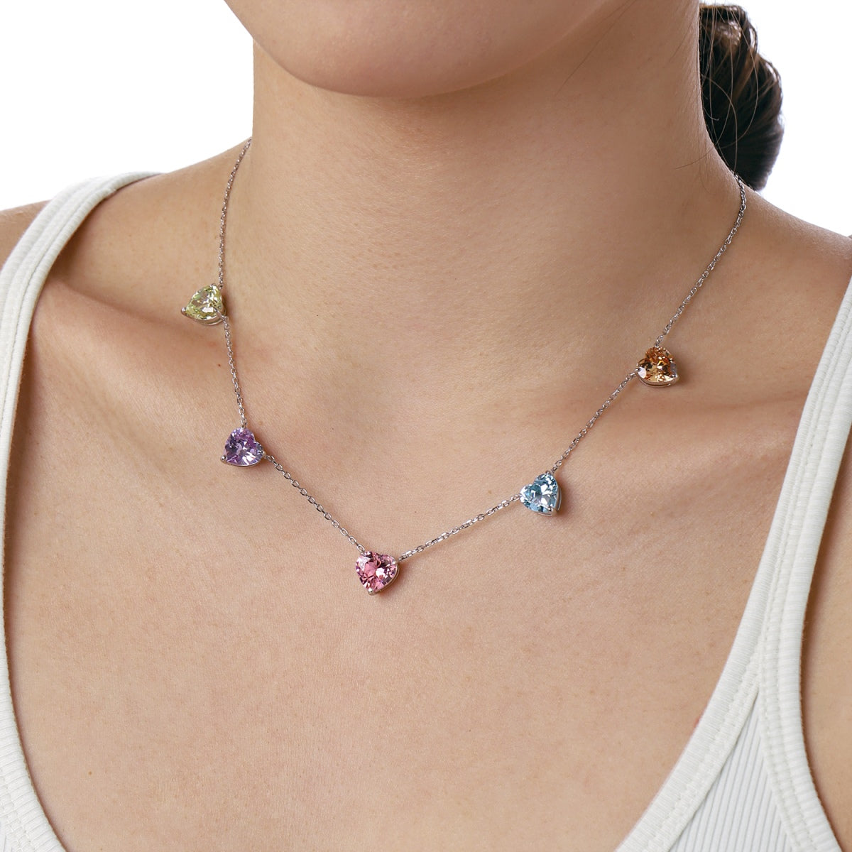 [Kincade Jewelrys] Collier scintillant en forme de cœur coloré