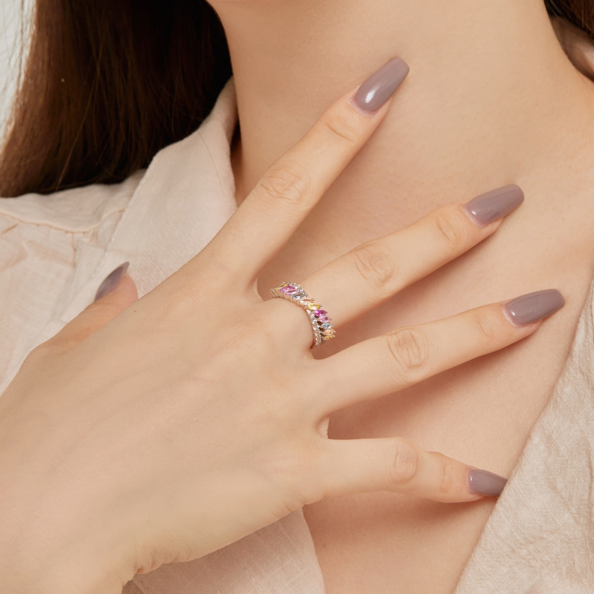 [Kincade Jewelrys]Unique Colorful Marquise Cut Daily Ring
