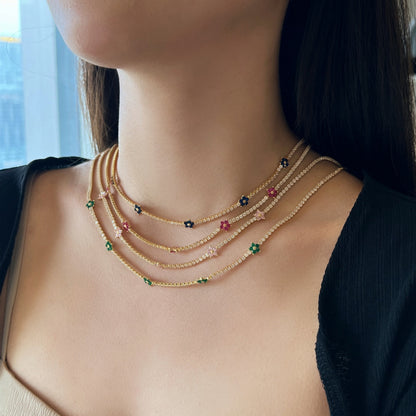 [Kincade Jewelrys] Collier tennis luxueux à fleurs colorées