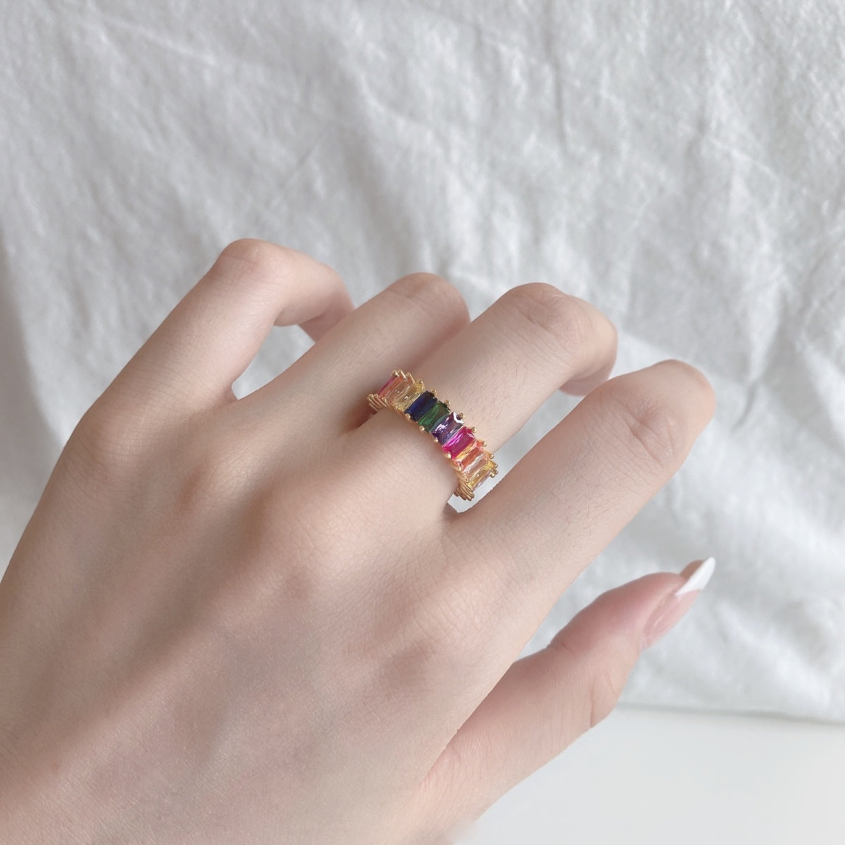 [Kincade Jewelrys] Bague unique et colorée à taille radiante