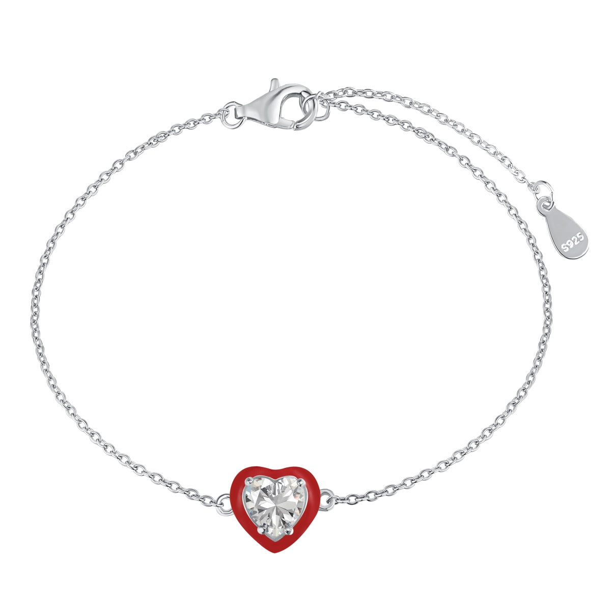 [Kincade Jewelrys] Bracelet romantique scintillant en forme de cœur pour amoureux