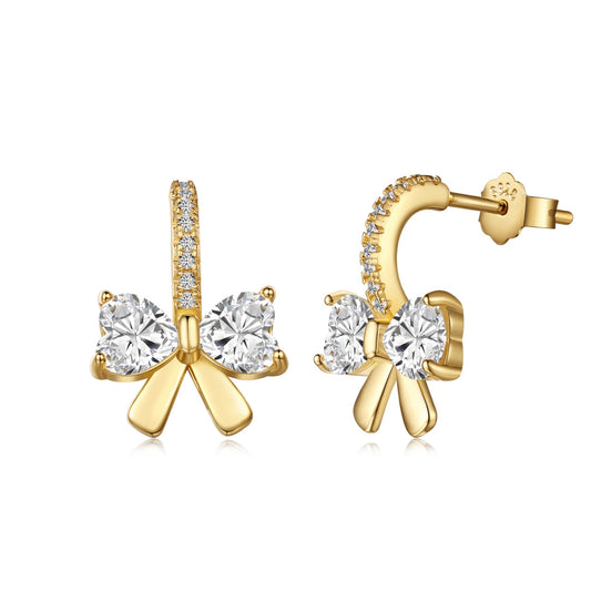 [Kincade Jewelry] Boucles d'oreilles exquises avec un design en forme de nœud en forme de cœur