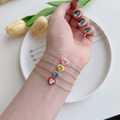 [Kincade Jewelrys] Bracelet romantique scintillant en forme de cœur pour amoureux
