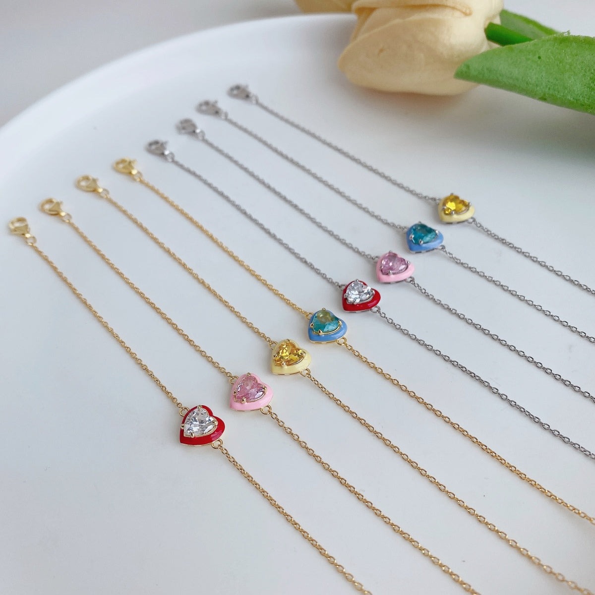 [Kincade Jewelrys] Bracelet romantique scintillant en forme de cœur pour amoureux