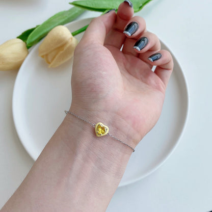 [Kincade Jewelrys] Bracelet romantique scintillant en forme de cœur pour amoureux