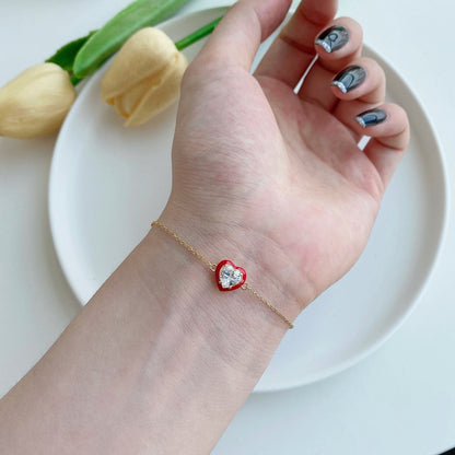 [Kincade Jewelrys] Bracelet romantique scintillant en forme de cœur pour amoureux