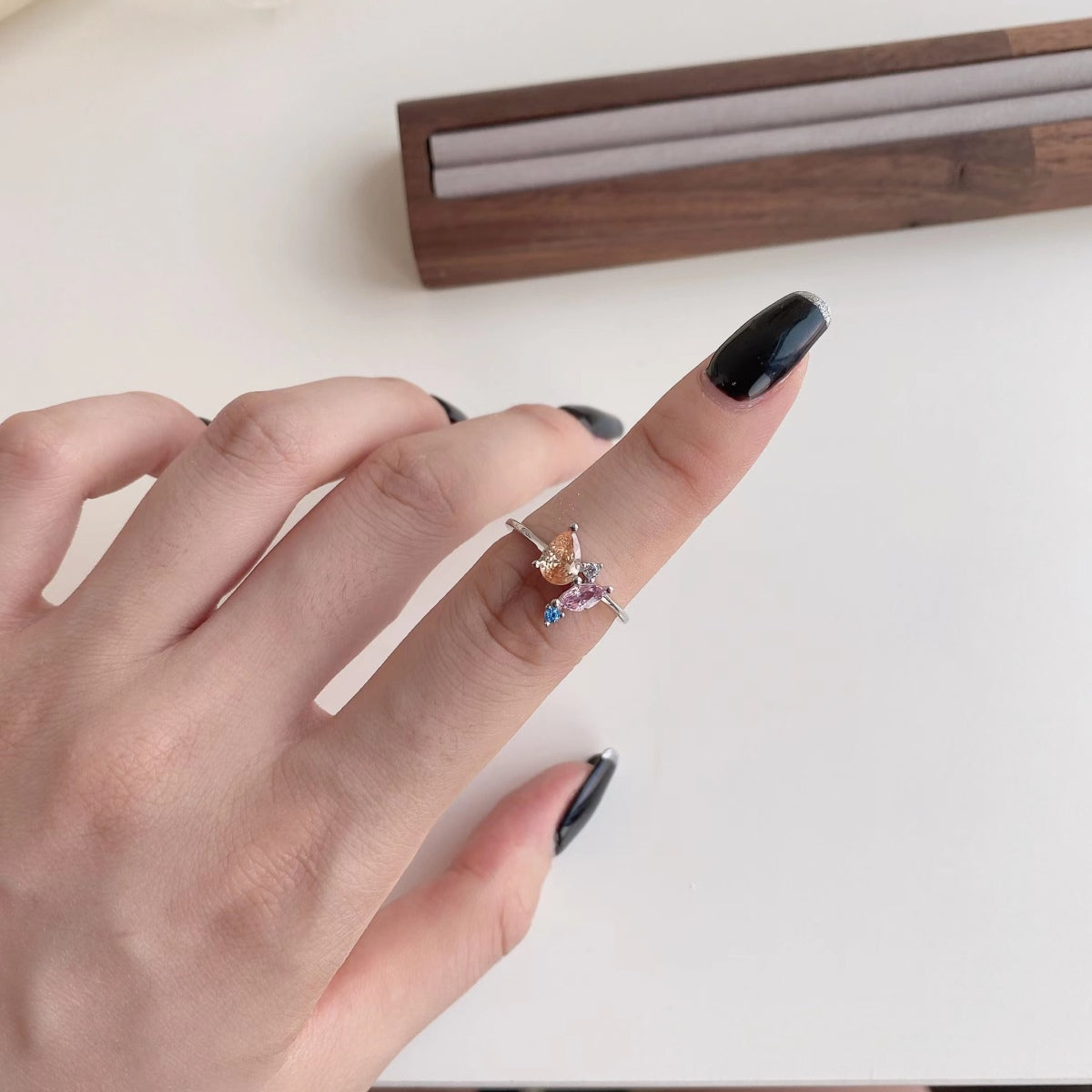 [Kincade Jewelrys]Radiant Colorful Multi Cut Daily Ring