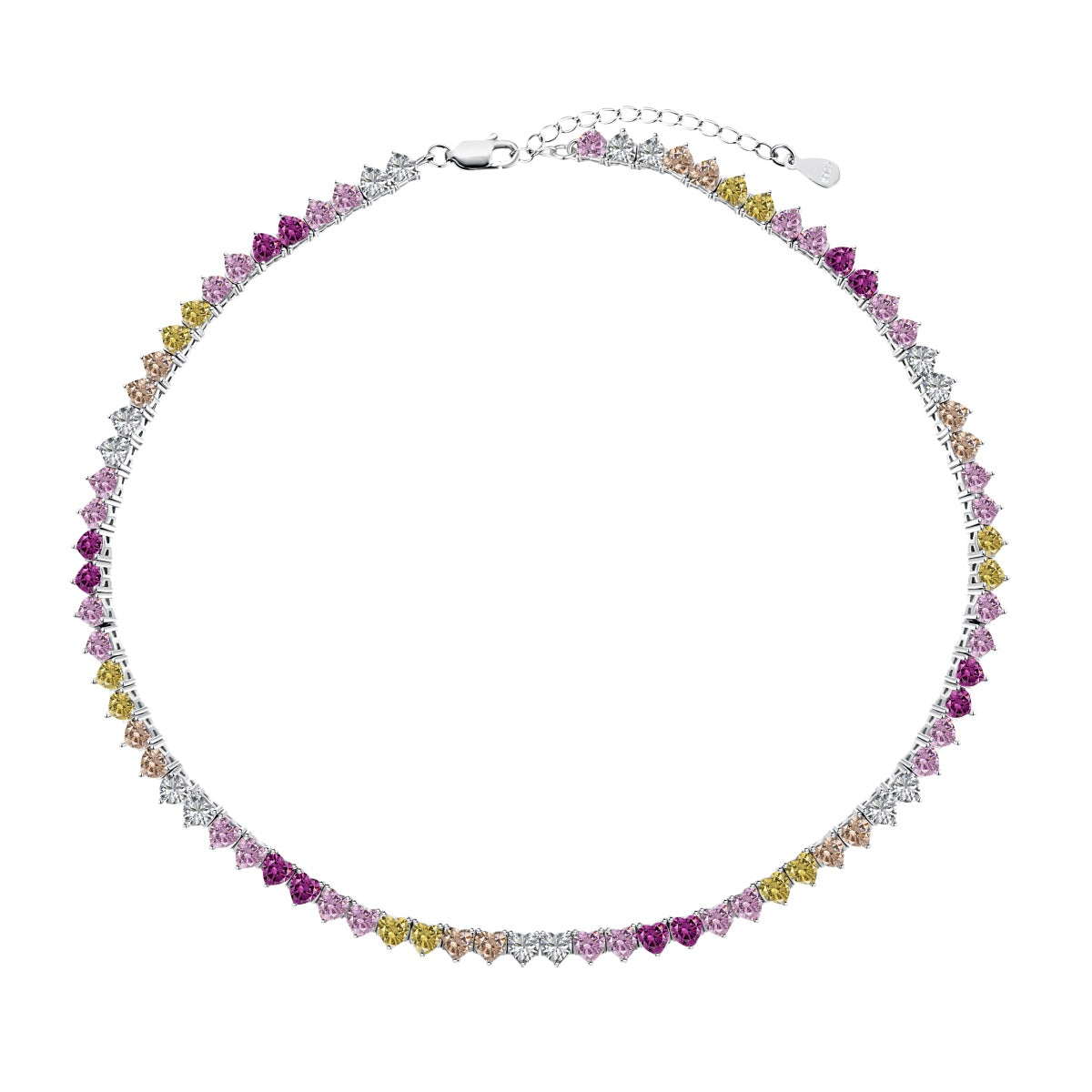 [Kincade Jewelrys] Collier tennis scintillant et coloré en forme de cœur
