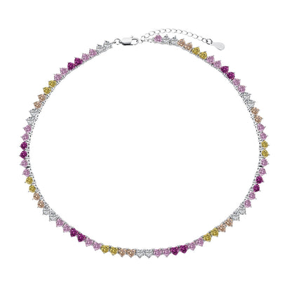[Kincade Jewelrys] Collier tennis scintillant et coloré en forme de cœur