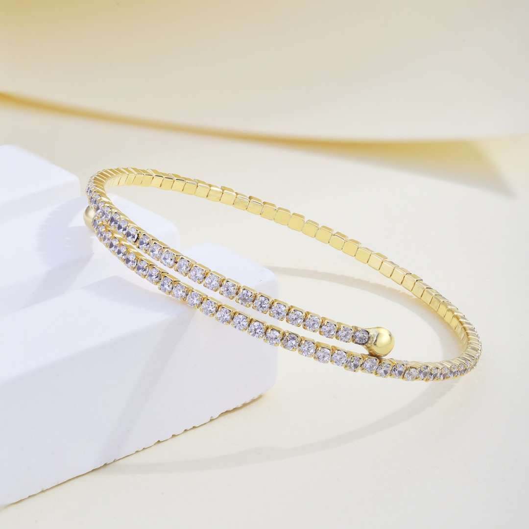 [Kincade Jewelrys] Bracelet tendance rond avec rangée de diamants