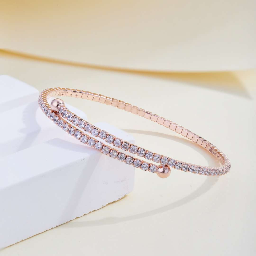 [Kincade Jewelrys] Bracelet tendance rond avec rangée de diamants