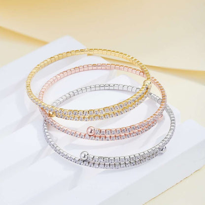 [Kincade Jewelrys] Bracelet tendance rond avec rangée de diamants