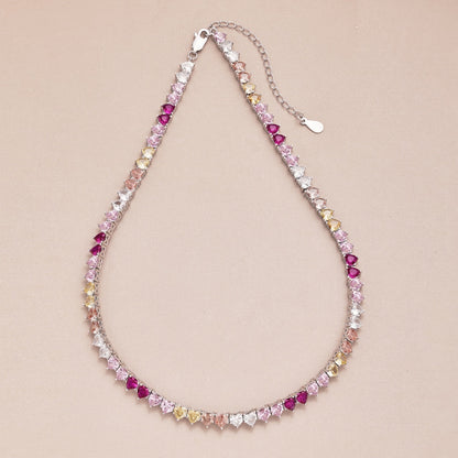 [Kincade Jewelrys] Collier tennis scintillant et coloré en forme de cœur