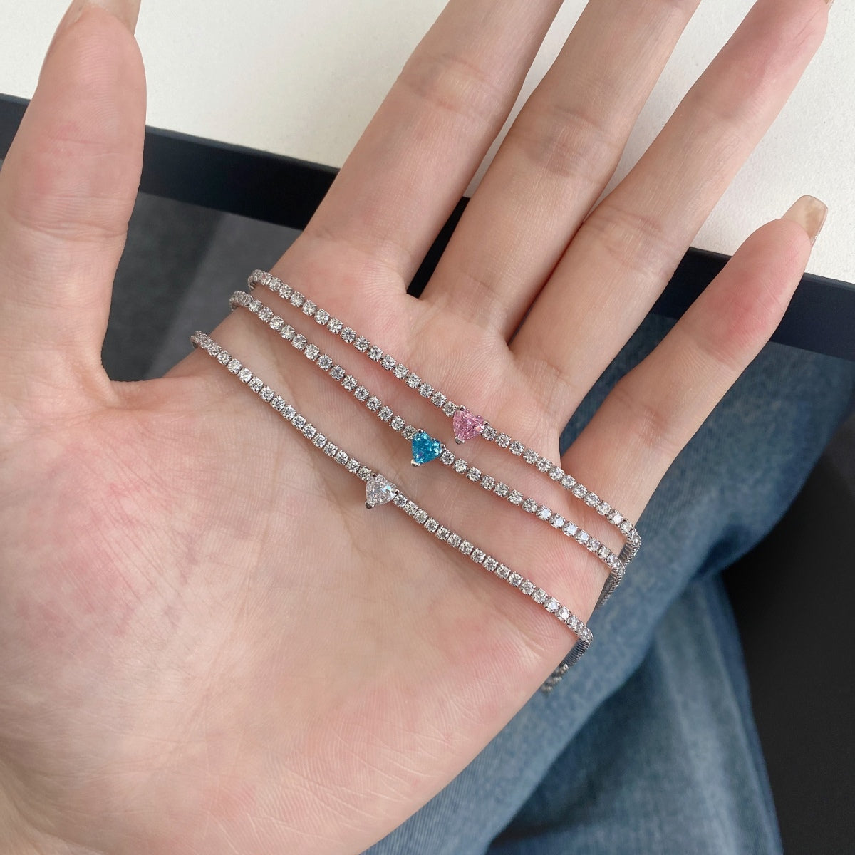 [Kincade Jewelrys]0.5 Carat Elegant Romantic Heart Shape Lover Bracelet