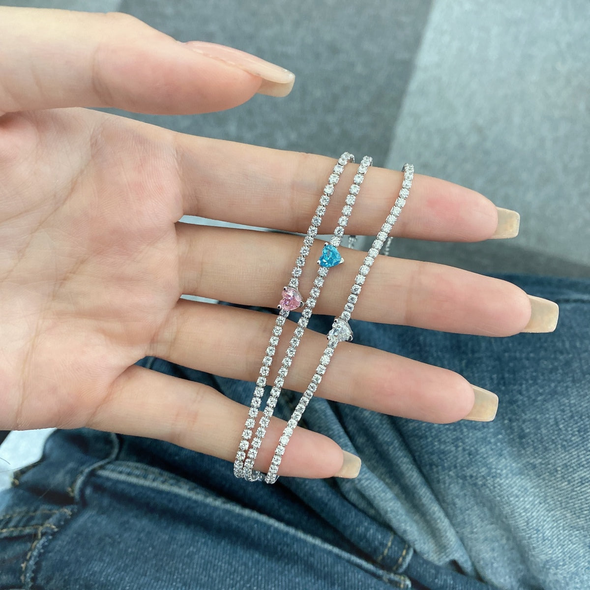 [Kincade Jewelrys]0.5 Carat Elegant Romantic Heart Shape Lover Bracelet