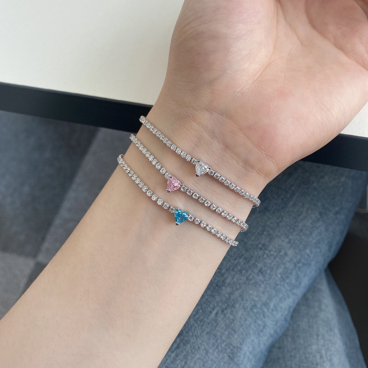 [Kincade Jewelrys]0.5 Carat Elegant Romantic Heart Shape Lover Bracelet