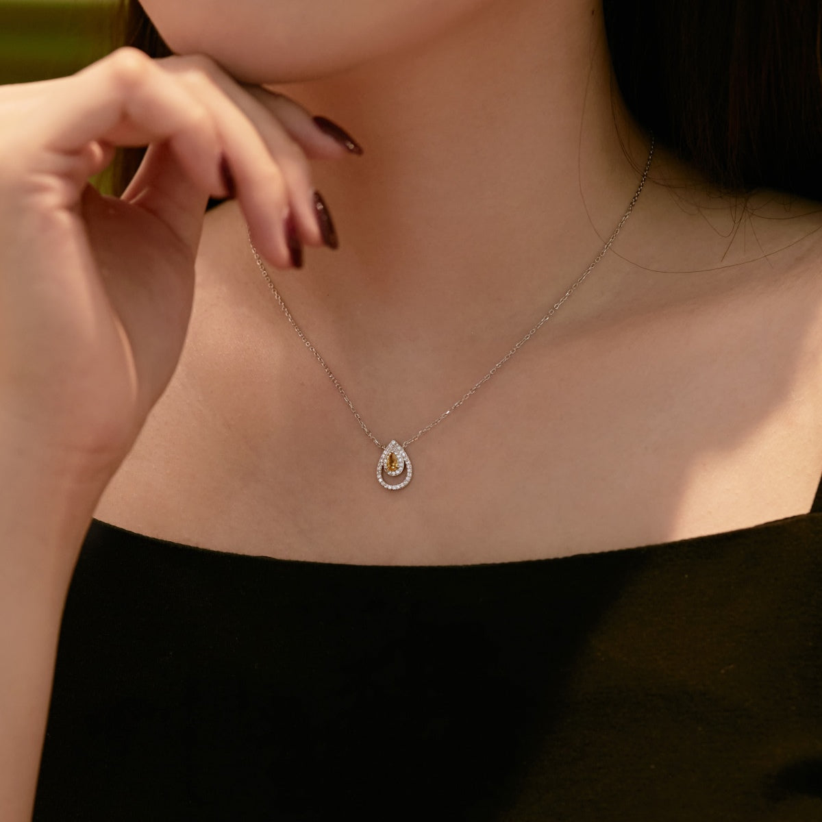 [Kincade Jewelrys]Sparkling Pear Cut Necklace