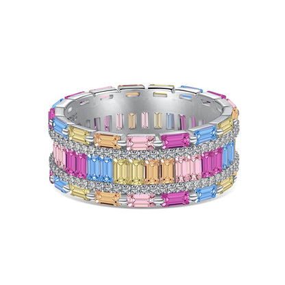 [Kincade Jewelrys] Bague de fête éclatante et colorée à taille radieuse