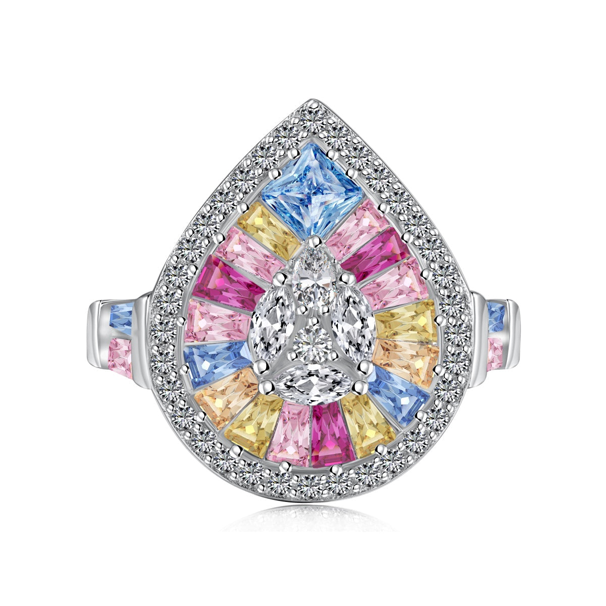 [Kincade Jewelrys] Bague de banquet élégante et colorée en forme de goutte d'eau