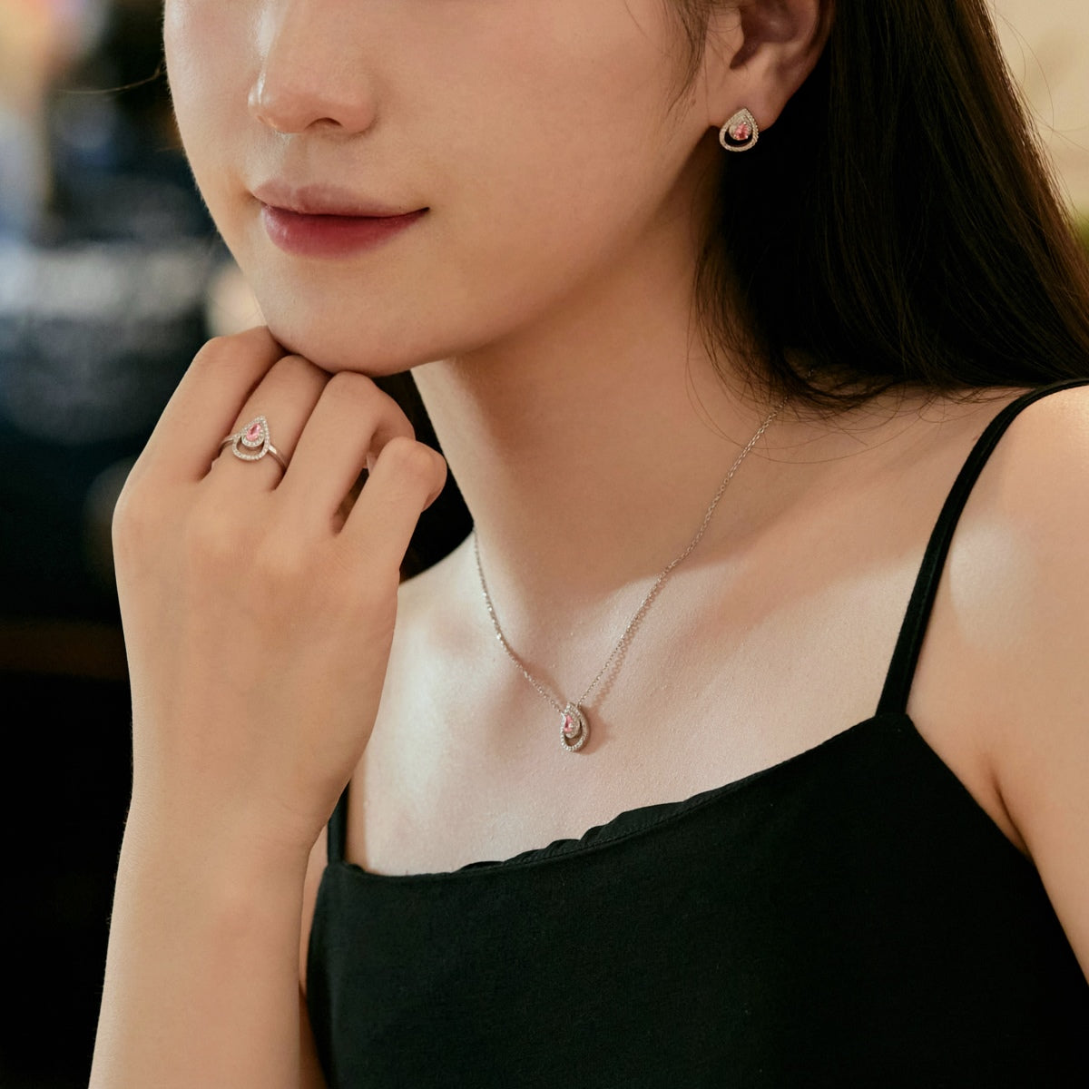 [Kincade Jewelrys]Sparkling Pear Cut Necklace