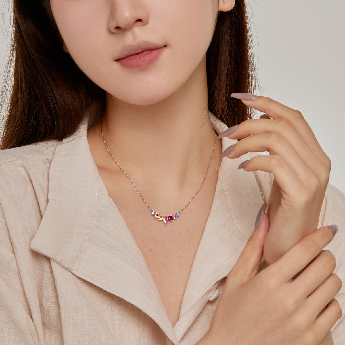 [Kincade Jewelrys] Collier délicat en forme de cœur coloré