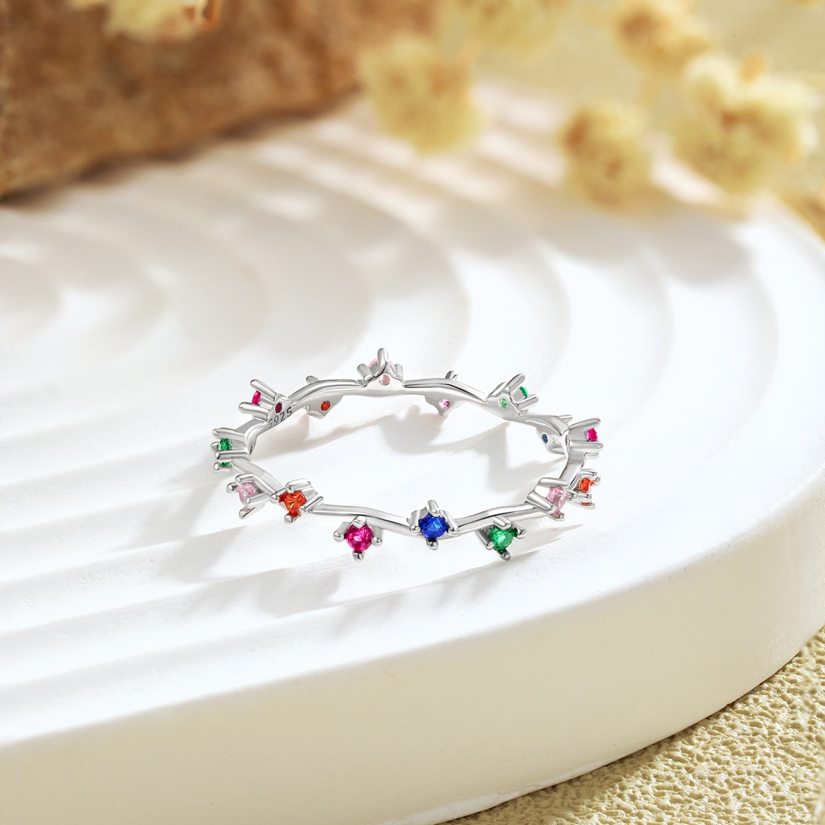 [Kincade Jewelrys] Bague quotidienne ronde colorée et éclatante