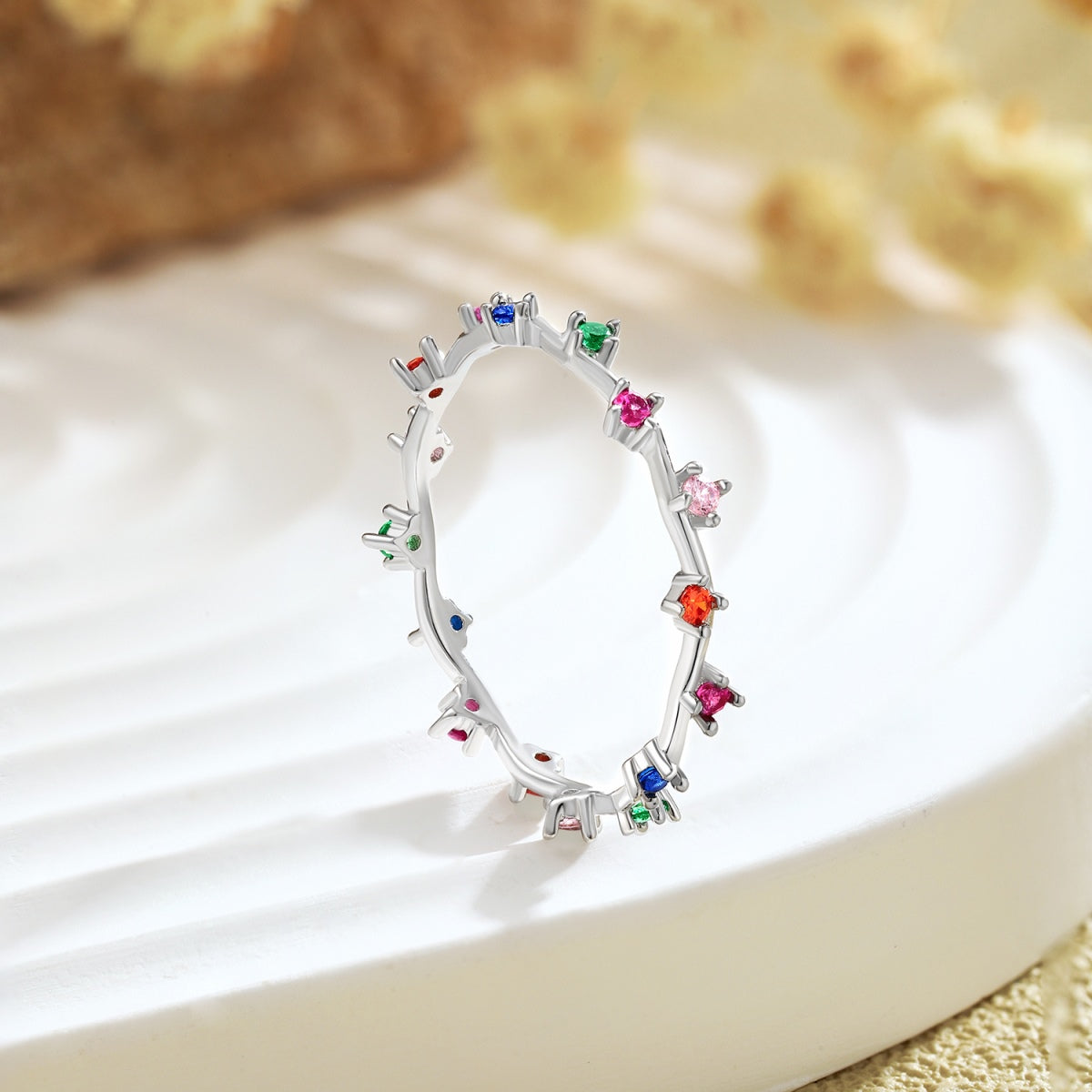 [Kincade Jewelrys] Bague quotidienne ronde colorée et éclatante