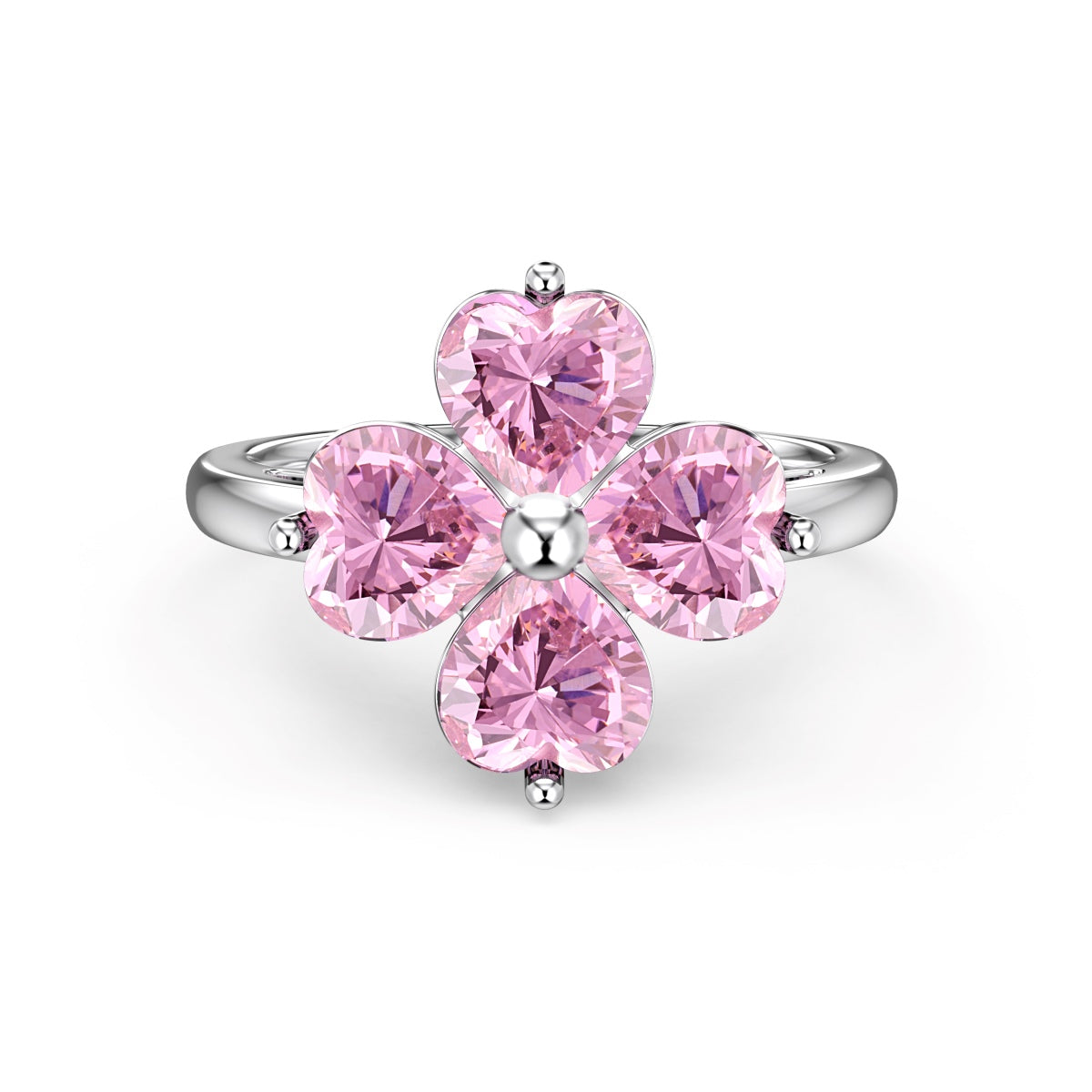 [Kincade Jewelrys] Bague boule trèfle à quatre feuilles en forme de cœur