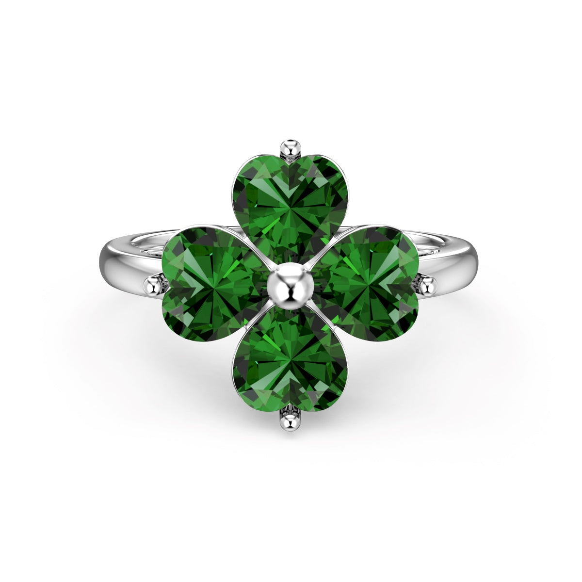 [Kincade Jewelrys] Bague boule trèfle à quatre feuilles en forme de cœur