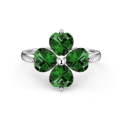 [Kincade Jewelrys] Bague boule trèfle à quatre feuilles en forme de cœur