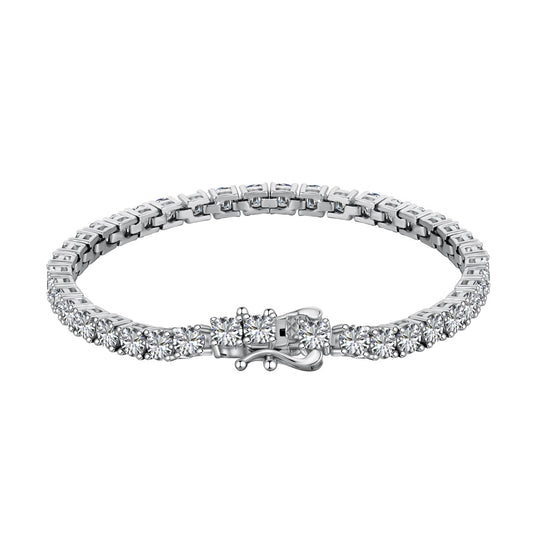 [Joyas Kincade] Lujosa pulsera de tenis con corte redondo ornamentado