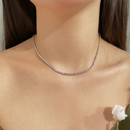 [Kincade Jewelrys] Collier tennis délicat de forme ronde