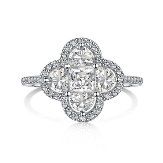 [Joyas Kincade] Lujoso anillo de banquete con forma de flor de eternidad