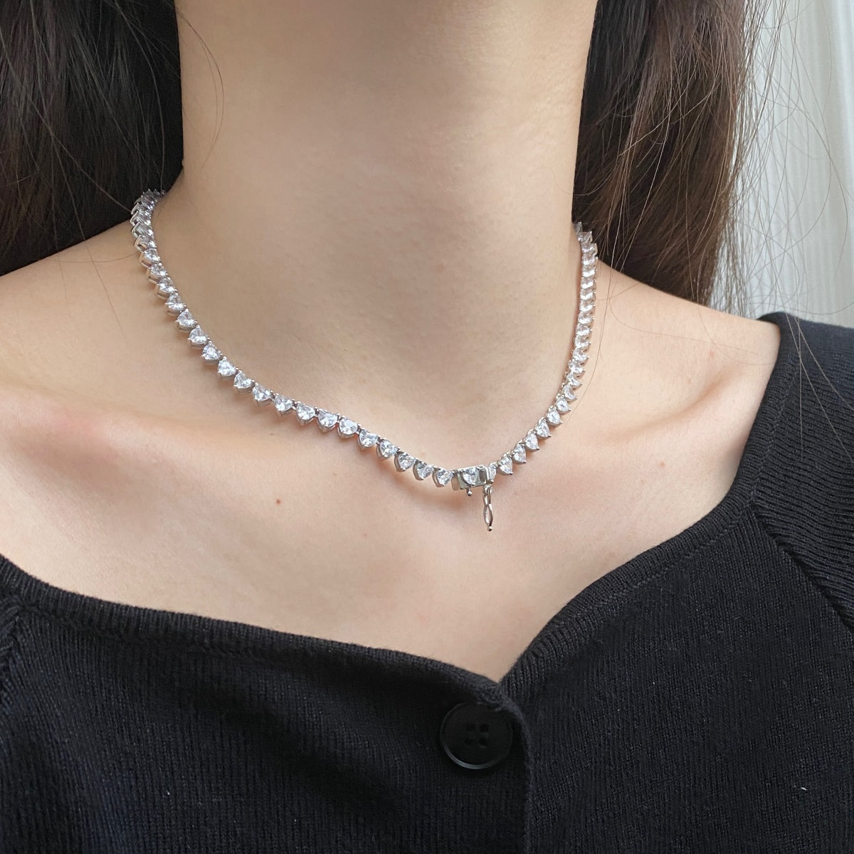 [Kincade Jewelrys] Collier tennis orné de cœurs taillés