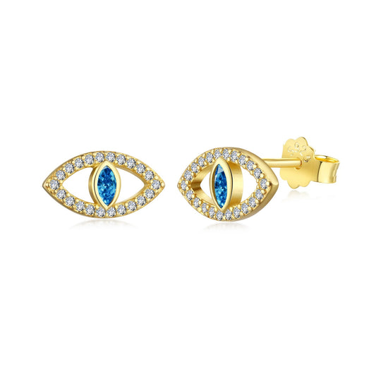 [Kincade Jewelrys] Boucles d'oreilles à tige creuses Blue Devil Eyes
