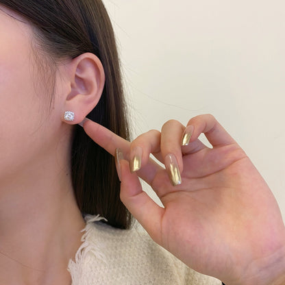 [Kincade Jewelrys]Classic Round Center Stone Stud Earrings