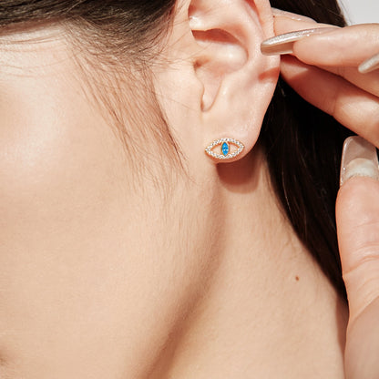 [Kincade Jewelrys]Blue Devil Eyes Hollow Stud Earrings