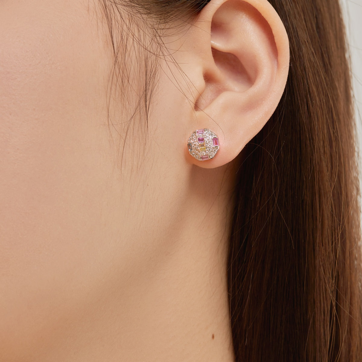 [Kincade Jewelrys]Ornate Colorful Octagon Shape Daily Earrings