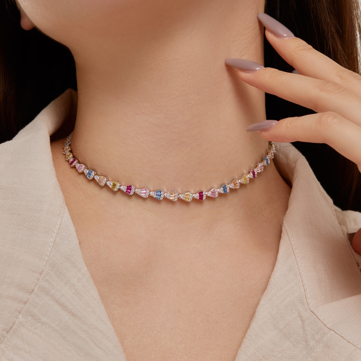 [Kincade Jewelrys] Collier arc-en-ciel coloré et radieux